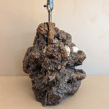 Unique Vintage Burl Lamp with Stone Inclusions