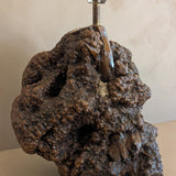 Unique Vintage Burl Lamp with Stone Inclusions