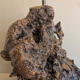 Unique Vintage Burl Lamp with Stone Inclusions