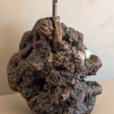 Unique Vintage Burl Lamp with Stone Inclusions