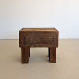 Rough Sawn Primitive Handcrafted Chunky Rustic Wooden Side Table/Bench