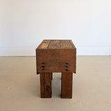 Rough Sawn Primitive Handcrafted Chunky Rustic Wooden Side Table/Bench