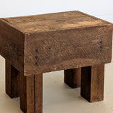 Rough Sawn Primitive Handcrafted Chunky Rustic Wooden Side Table/Bench