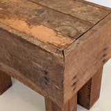 Rough Sawn Primitive Handcrafted Chunky Rustic Wooden Side Table/Bench