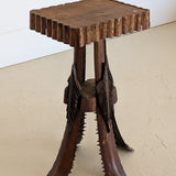 Early 1900s American Tramp Art Palm Frond Side Table