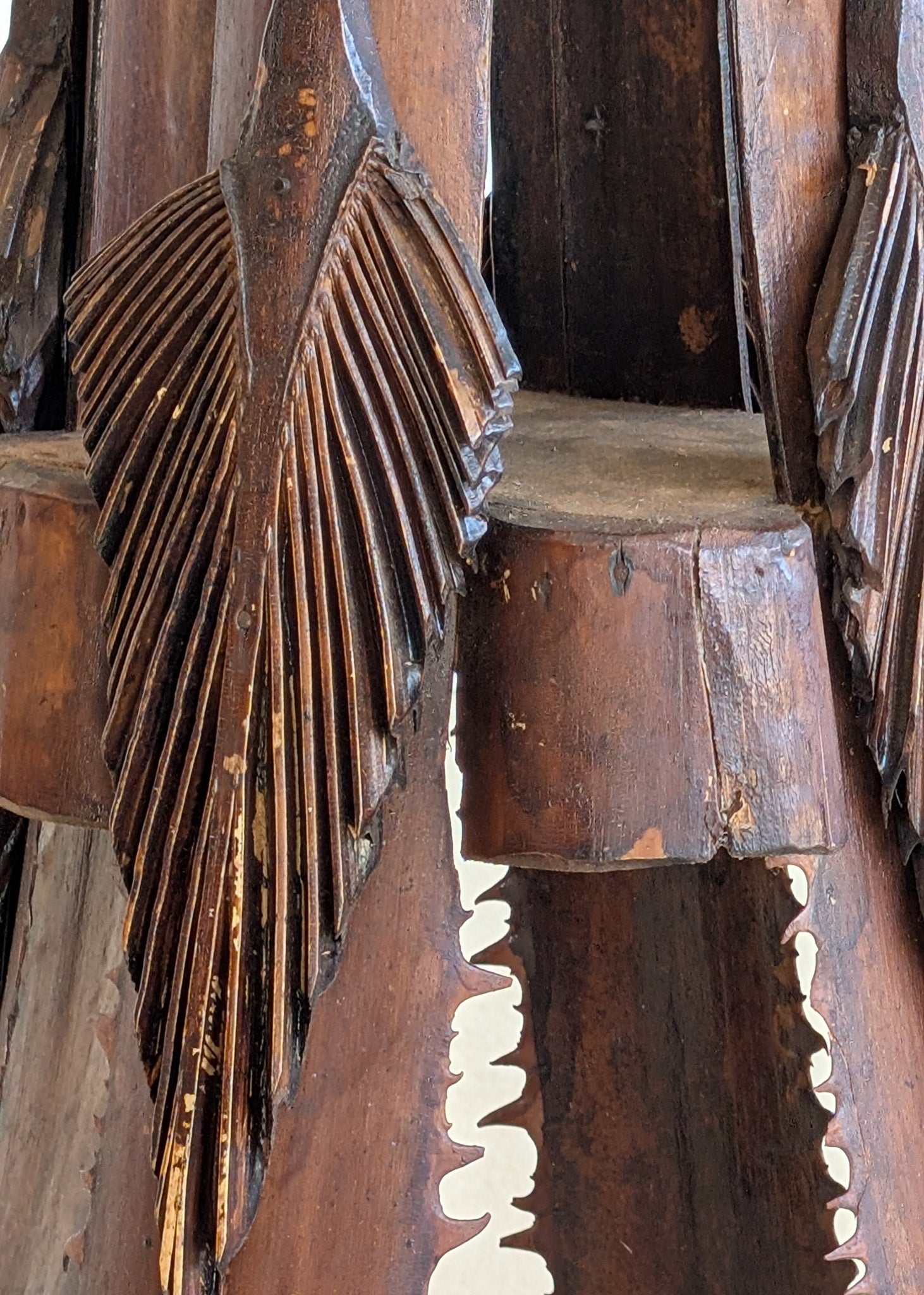 Early 1900s American Tramp Art Palm Frond Side Table