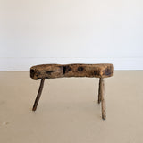 Antique Primitive Wooden Spanish Cobbler's Bench with Original Detachable Metal Shoe Anvil