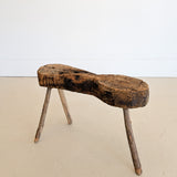 Antique Primitive Wooden Spanish Cobbler's Bench with Original Detachable Metal Shoe Anvil