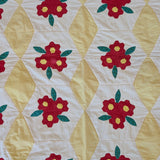 Vintage Red, Yellow, Green and White Floral Quilt - 90" x 67"