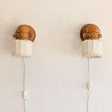 Pair of Vintage Swedish Markslöjd Articulating Pine Wall Sconces with Original Shades