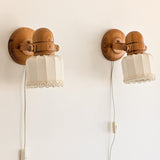 Pair of Vintage Swedish Markslöjd Articulating Pine Wall Sconces with Original Shades