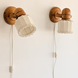 Pair of Vintage Swedish Markslöjd Articulating Pine Wall Sconces with Original Shades