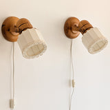 Pair of Vintage Swedish Markslöjd Articulating Pine Wall Sconces with Original Shades