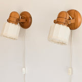 Pair of Vintage Swedish Markslöjd Articulating Pine Wall Sconces with Original Shades