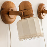 Pair of Vintage Swedish Markslöjd Articulating Pine Wall Sconces with Original Shades