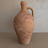 Vintage Turkish Olive Oil Jug with Red Freeform Motifs #1 - 15-1/4" Height