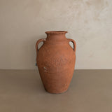 Vintage Amphora-Style Turkish Olive Oil Jug with Metal Tag #20 - 11" Height