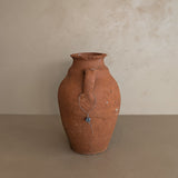 Vintage Amphora-Style Turkish Olive Oil Jug with Metal Tag #20 - 11" Height