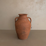 Vintage Amphora-Style Turkish Olive Oil Jug with Metal Tag #20 - 11" Height