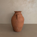 Vintage Amphora-Style Turkish Olive Oil Jug with Metal Tag #20 - 11" Height