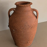 Vintage Amphora-Style Turkish Olive Oil Jug with Metal Tag #20 - 11" Height