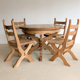 Rare Vintage Swedish Henning Kjærnulf-Style White Oak Butterfly Leaf Table with Wavy Scalloped Detailing and X Base