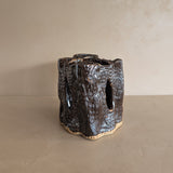 Vintage Textured Dark Brown Brutalist Studio Pottery Vase/Sculpture