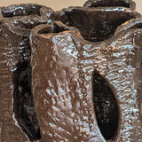 Vintage Textured Dark Brown Brutalist Studio Pottery Vase/Sculpture