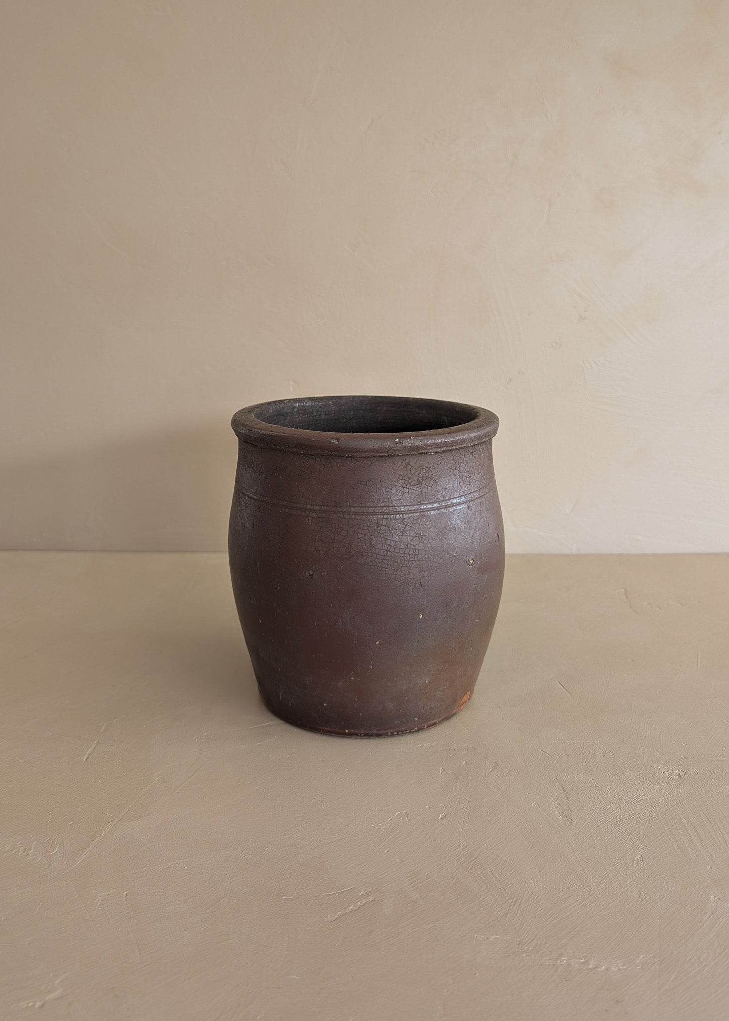 Antique Dark Brown Crock