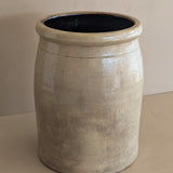 Large Antique Salt-Glazed Beige Crock with Dark Brown Interior