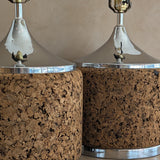 Pair of Vintage Cork and Chrome Table Lamps