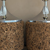 Pair of Vintage Cork and Chrome Table Lamps
