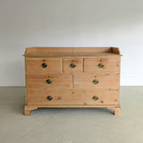 Wide Antique English Pine Chest of Drawers with Trim Top