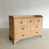 Wide Antique English Pine Chest of Drawers with Trim Top