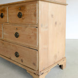 Wide Antique English Pine Chest of Drawers with Trim Top