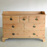 Wide Antique English Pine Chest of Drawers with Trim Top