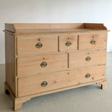 Wide Antique English Pine Chest of Drawers with Trim Top