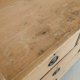 Wide Antique English Pine Chest of Drawers with Trim Top