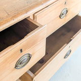 Wide Antique English Pine Chest of Drawers with Trim Top