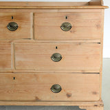 Wide Antique English Pine Chest of Drawers with Trim Top
