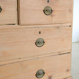 Wide Antique English Pine Chest of Drawers with Trim Top
