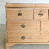 Wide Antique English Pine Chest of Drawers with Trim Top