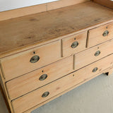 Wide Antique English Pine Chest of Drawers with Trim Top