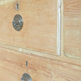 Wide Antique English Pine Chest of Drawers with Trim Top
