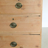 Wide Antique English Pine Chest of Drawers with Trim Top