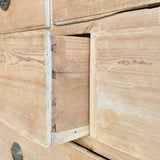 Wide Antique English Pine Chest of Drawers with Trim Top