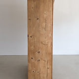 Handsome Antique European Pine Cabinet with Arched Panel Doors, Carved Feet and Skeleton Key