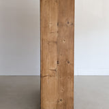 Handsome Antique European Pine Cabinet with Arched Panel Doors, Carved Feet and Skeleton Key