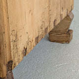 Handsome Antique European Pine Cabinet with Arched Panel Doors, Carved Feet and Skeleton Key