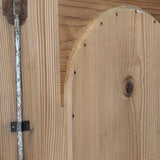 Handsome Antique European Pine Cabinet with Arched Panel Doors, Carved Feet and Skeleton Key